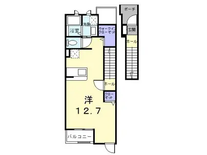 トゥー・ル・モンドユキB(ワンルーム/2階)の間取り写真