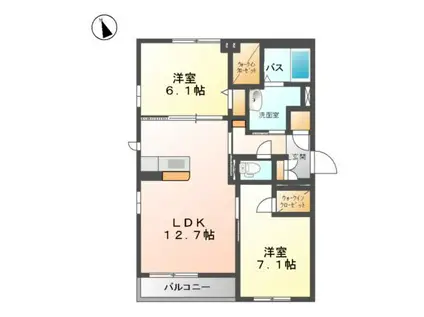 シャーメゾン新山口(2LDK/1階)の間取り写真