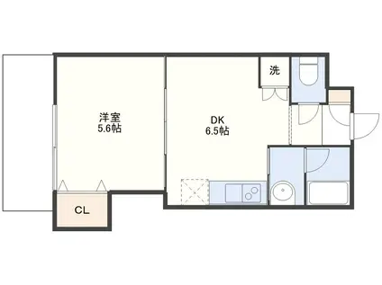 メディカルモール元船(1DK/5階)の間取り写真