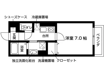 ポートタウン柊野(1K/1階)の間取り写真