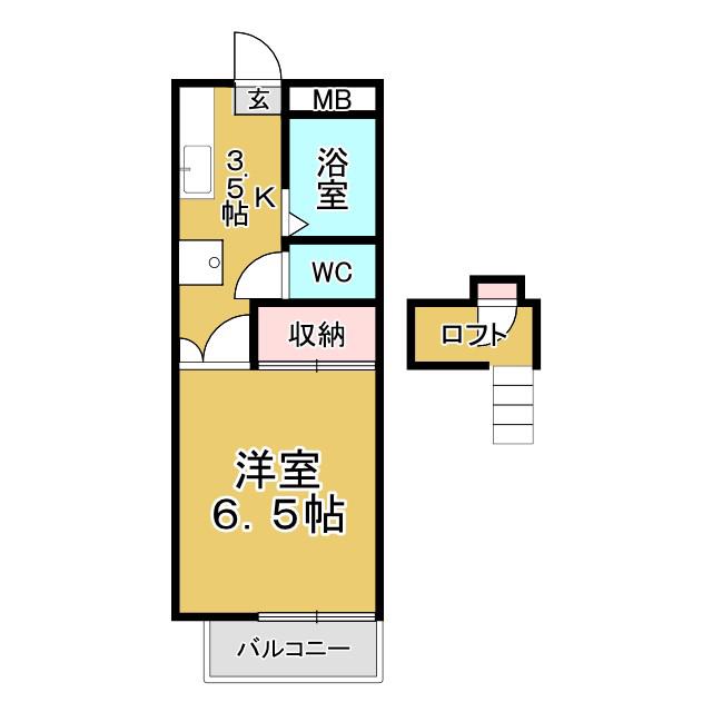 霊屋第一コーポナバタ(1K/1階)の間取り写真