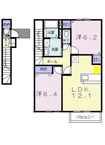 カーサイリーデ(2LDK/2階)の間取り写真