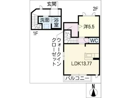 MAISON晴香&明日香(1LDK/2階)の間取り写真
