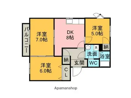 ジュネス・F(3DK/1階)の間取り写真