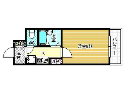 ハートフル藤井寺(1K/4階)の間取り写真