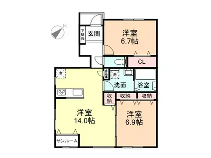 ソシアペンタスI(2LDK/1階)の間取り写真
