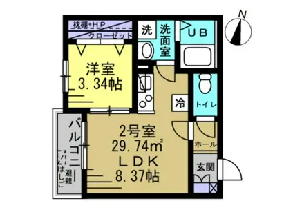 ＪＲ常磐線 北小金駅 徒歩15分 3階建 築4年(1LDK/3階)の間取り写真