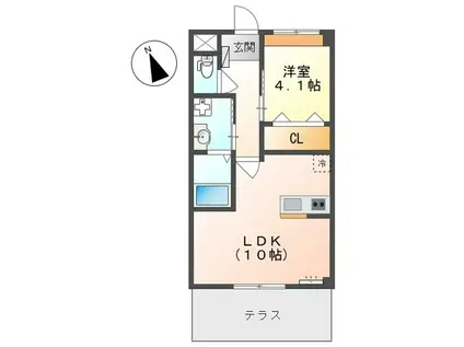 エコハウス華園A(1LDK/2階)の間取り写真