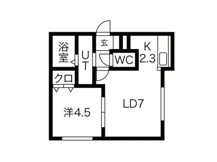 サンテラス カーサII(1LDK/1階)の間取り写真