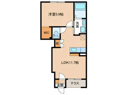 スターテラス(1LDK/1階)の間取り写真