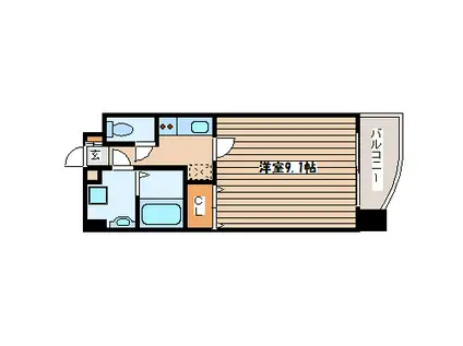 シティ連坊(1K/2階)の間取り写真