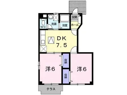 ハピネス(2DK/1階)の間取り写真