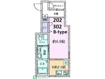 SCENE上板橋(1K/3階)の間取り写真