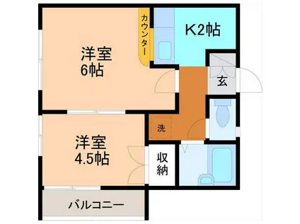 あぷろうち(2K/1階)の間取り写真