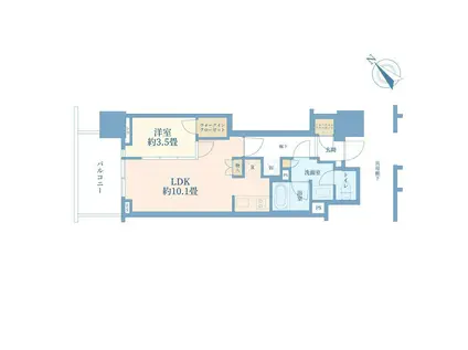 プラウドタワー相模大野クロス(1LDK/9階)の間取り写真