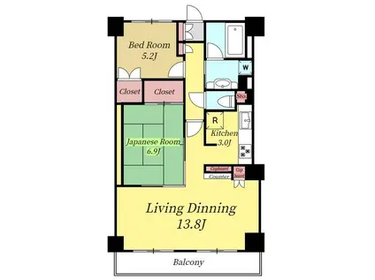 エスコート赤塚イースト棟(2LDK/3階)の間取り写真