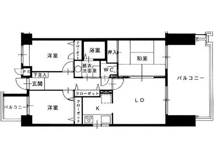 ルミナス百道(3LDK/3階)の間取り写真