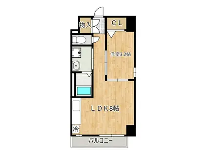 ケルクス浜寺(1LDK/2階)の間取り写真