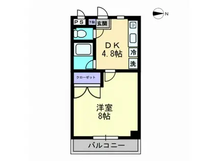 フォレスト林(1DK/1階)の間取り写真