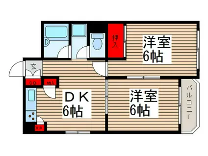 グリーンヴィラ松戸(2DK/4階)の間取り写真