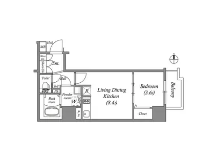 メインステージ大阪ノースGATEII(1LDK/8階)の間取り写真