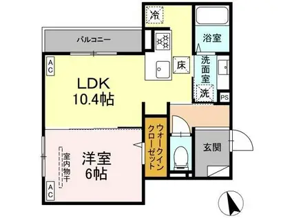 シェーンブルーメ横浜(1LDK/3階)の間取り写真