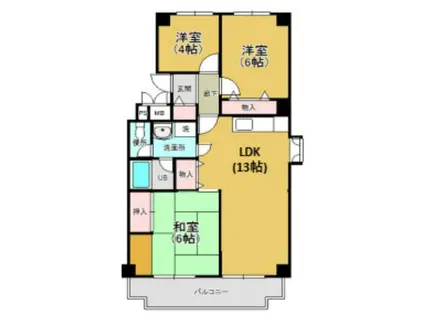 ロイヤルアークI(3LDK/1階)の間取り写真