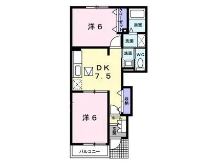 ルーラルI(2DK/1階)の間取り写真