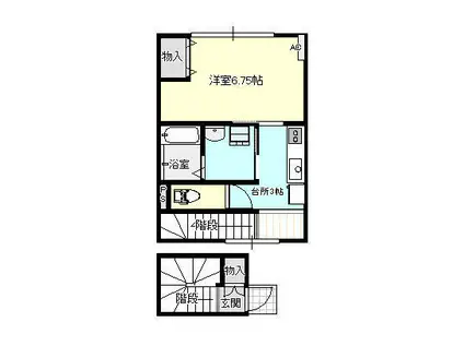 アバンティ元町A(1K/2階)の間取り写真