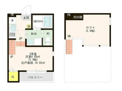 ハーモニーテラス和白東III(1K/1階)の間取り写真