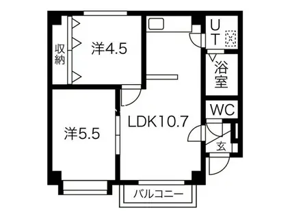 クリスタルハイツN41(2LDK/4階)の間取り写真