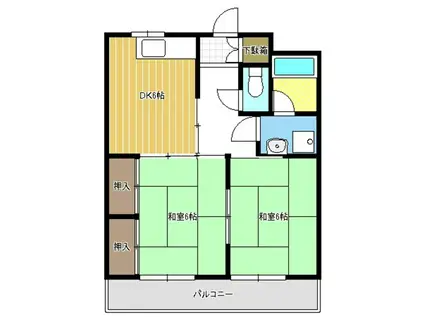 飯田第一コーポ(2DK/2階)の間取り写真