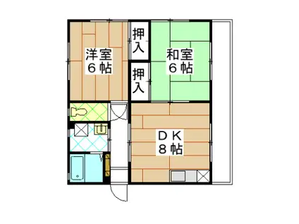 羽村アパート(2DK/1階)の間取り写真