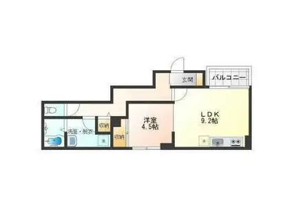 HEALING GRACE B棟(1LDK/1階)の間取り写真