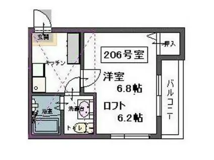 メゾン ヴェルディール(1K/2階)の間取り写真