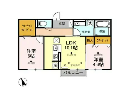ソレイユ町屋(2LDK/2階)の間取り写真