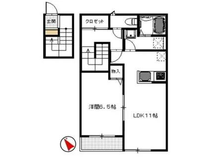 アザレア(1LDK/1階)の間取り写真