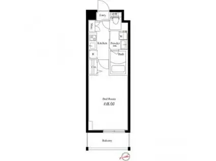 ハーモニーレジデンス新宿御苑THEイースト(1K/1階)の間取り写真