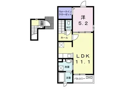 ヴィラファインV(1LDK/2階)の間取り写真