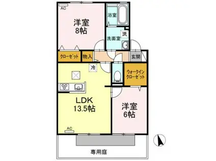 リビングタウン松縄C(2LDK/1階)の間取り写真