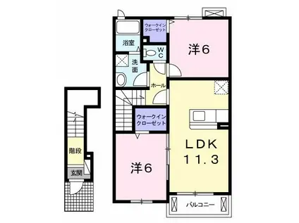 サニーカーサ(2LDK/2階)の間取り写真