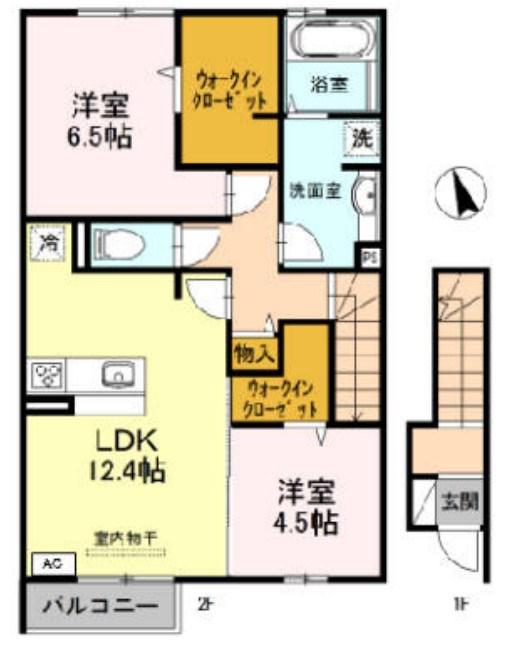 アクタス五軒屋(2LDK/2階)の間取り写真