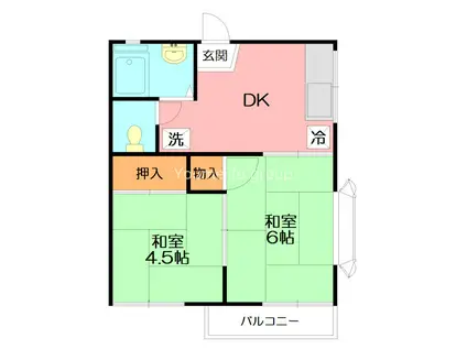 湘南ハイツ(2DK/2階)の間取り写真