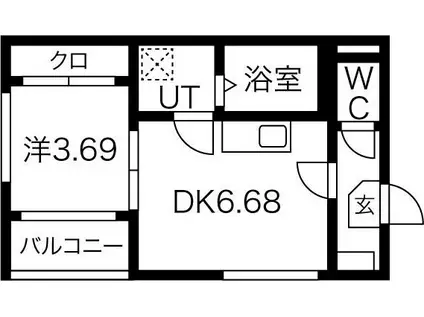 テラス市場木町IV(1DK/2階)の間取り写真