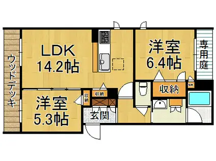 FELICIA 武庫之荘(2LDK/1階)の間取り写真