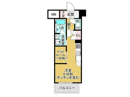 上杉ガーデンスクエア(ワンルーム/5階)の間取り写真