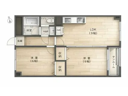 最戸町共同ビル(2LDK/6階)の間取り写真