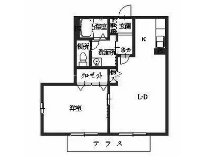 ラフォーレ柏原(1LDK/1階)の間取り写真