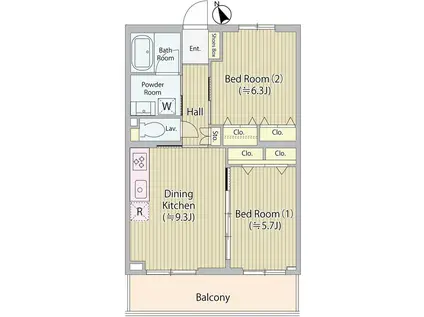 ホワイトガーデン久我山(2DK/2階)の間取り写真
