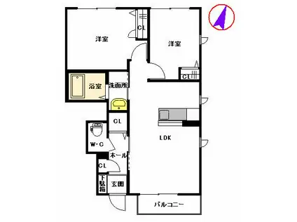コンフォルト・ファイブA(2LDK/1階)の間取り写真